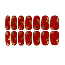 Nail Wraps For Women | Red Nail Strips With Golden Pattern | Self Adhesive Nail Polish Stickers, Toenails Manicure Sticker