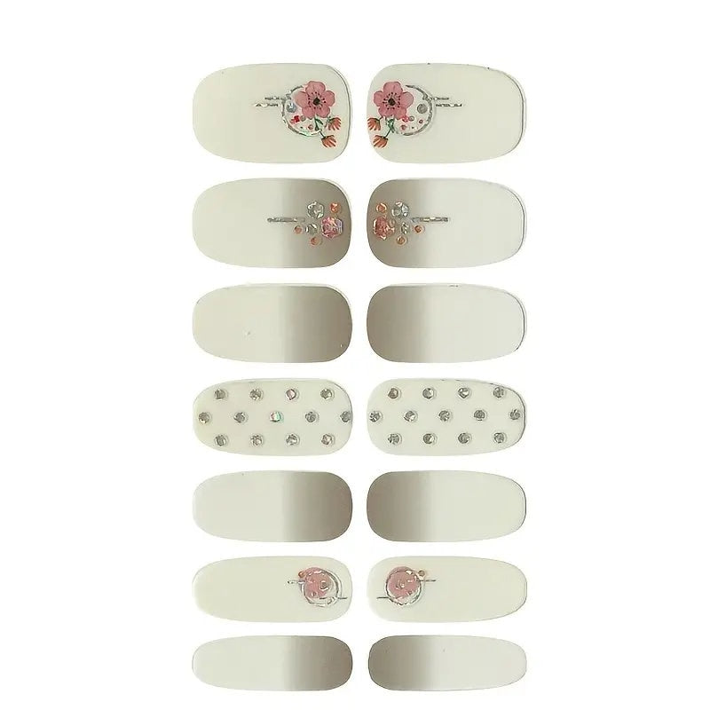 5 Sheets Nail Stickers Full Wraps Nail Polish Strips | Self-Adhesive Gel Nail Art Decals For Women Girls | 3D-Classic Style