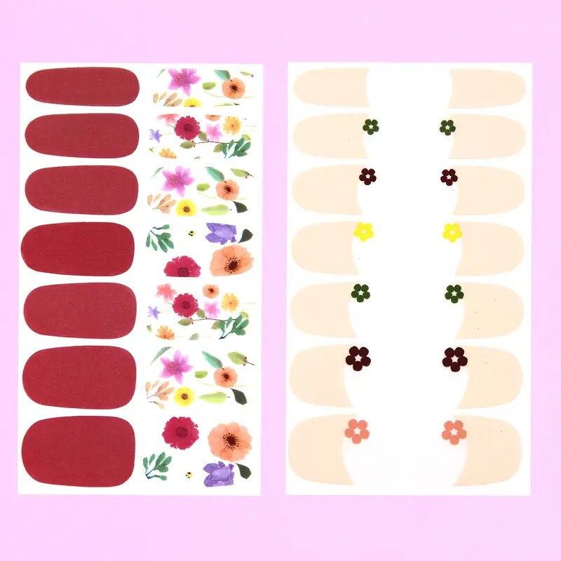 6 Sheets Nail Polish Strips Fresh Style Self-Adhesive Stick On Nail Stickers Full Nail Wraps For Women Nails
