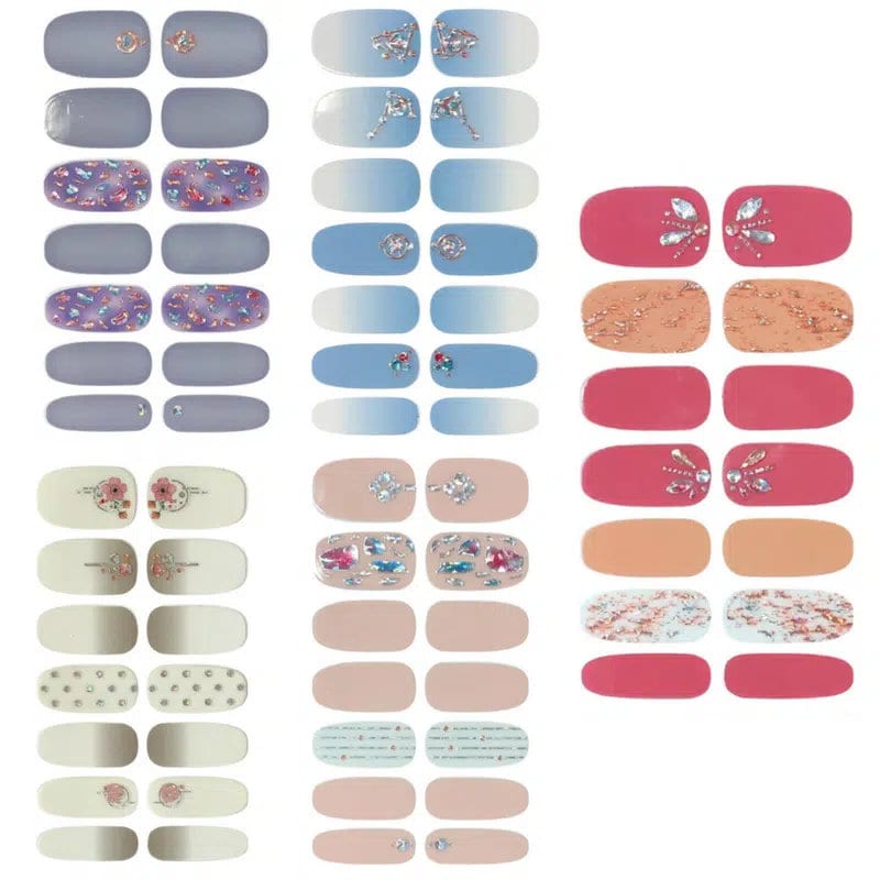 5 Sheets Nail Stickers Full Wraps Nail Polish Strips | Self-Adhesive Gel Nail Art Decals For Women Girls | 3D-Classic Style