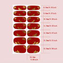 Nail Wraps For Women | Red Nail Strips With Golden Pattern | Self Adhesive Nail Polish Stickers, Toenails Manicure Sticker