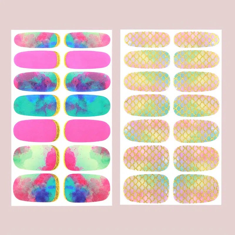 6 Sheets Full Wrap Nail Polish Stickers Self-Adhesive Nail Art Decal Strips Nail Manicure Decoration Kit