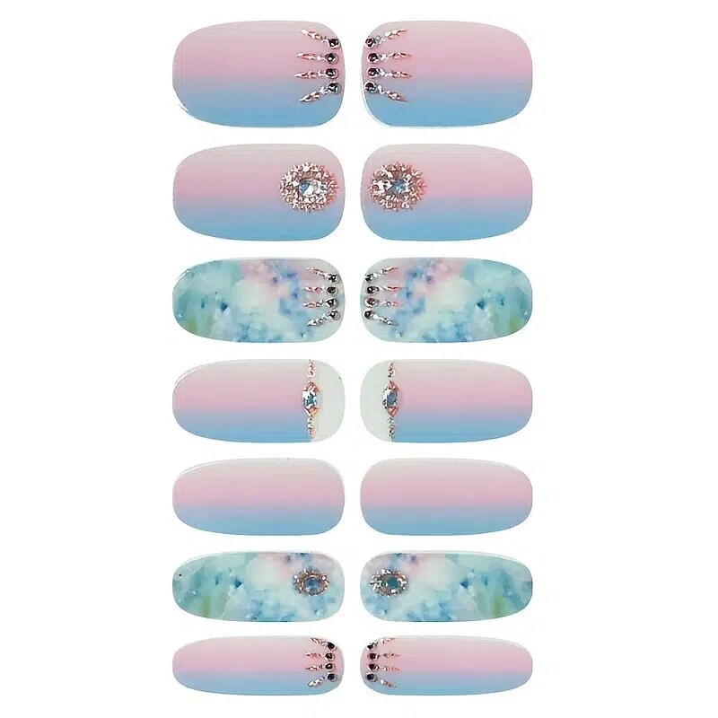 Trendy Full Nail Stickers | Ombre Full Wrap Nail Stickers | Self-Adhesive Nail Decals