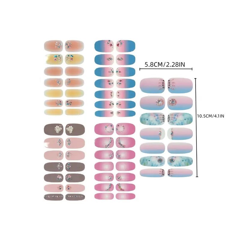 Trendy Full Nail Stickers | Ombre Full Wrap Nail Stickers | Self-Adhesive Nail Decals