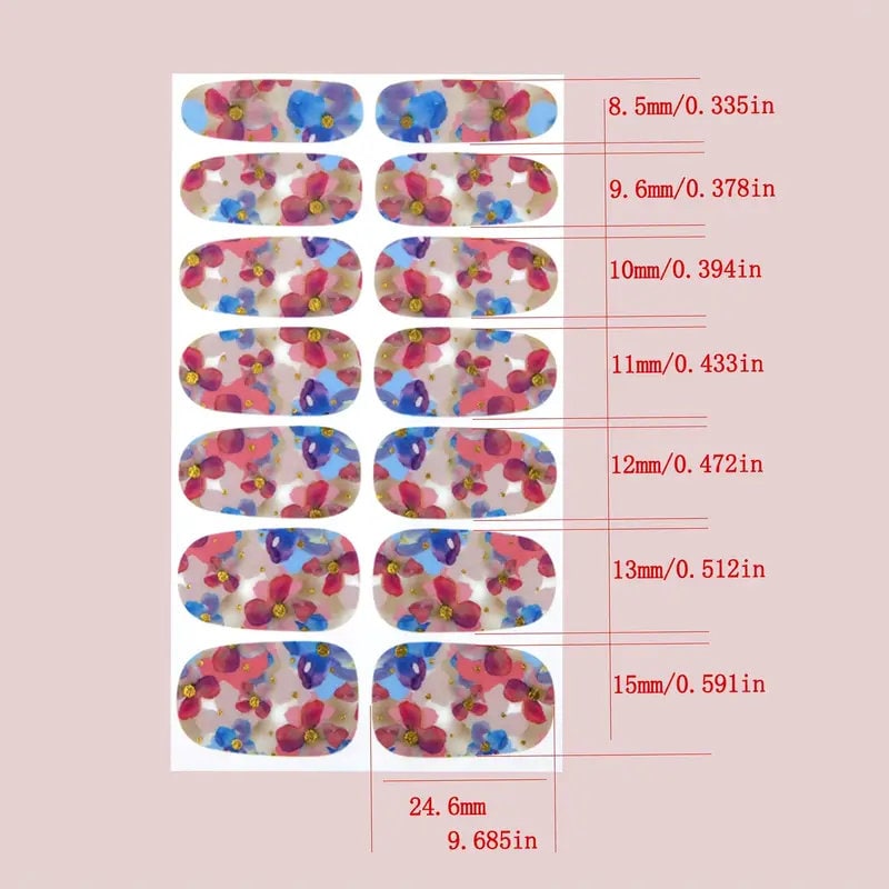 6 Sheets Full Wrap Nail Polish Stickers Self-Adhesive Nail Art Decal Strips Nail Manicure Decoration Kit