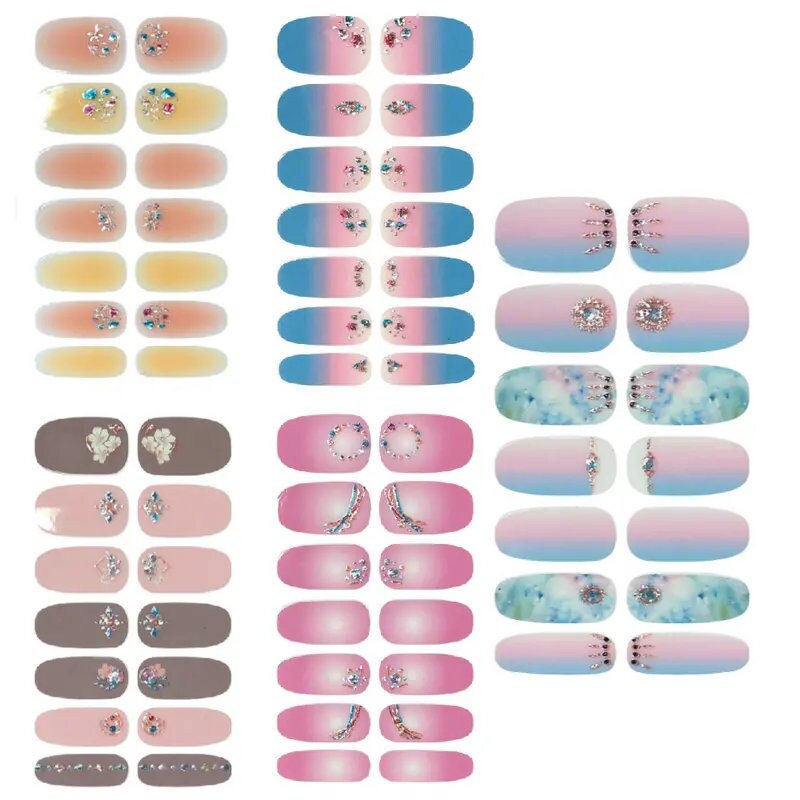 Trendy Full Nail Stickers | Ombre Full Wrap Nail Stickers | Self-Adhesive Nail Decals