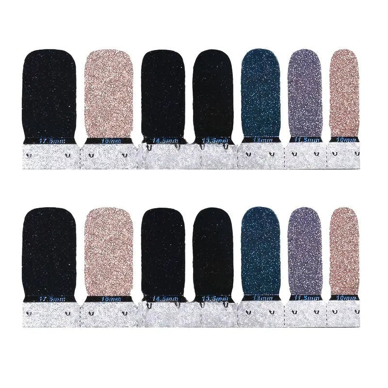 Nail Art Polish Stickers Strips With 1 Pcs Nail File | Full Wraps Nail Adhesive Decals | Gradient Glittery Manicure Kit For Women