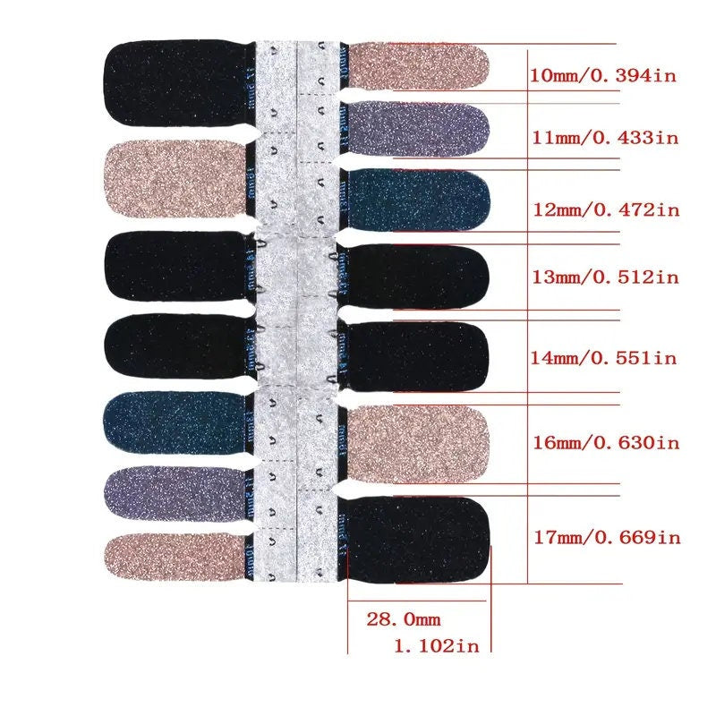 Nail Art Polish Stickers Strips With 1 Pcs Nail File | Full Wraps Nail Adhesive Decals | Gradient Glittery Manicure Kit For Women