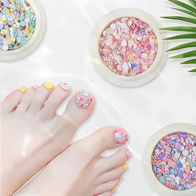Korean Nail Glitter Flakes Round Nail Sequins For Nail Art Kit Nail's Glossy Decorations Tools Supplies Nail Salon Design Tools Kit