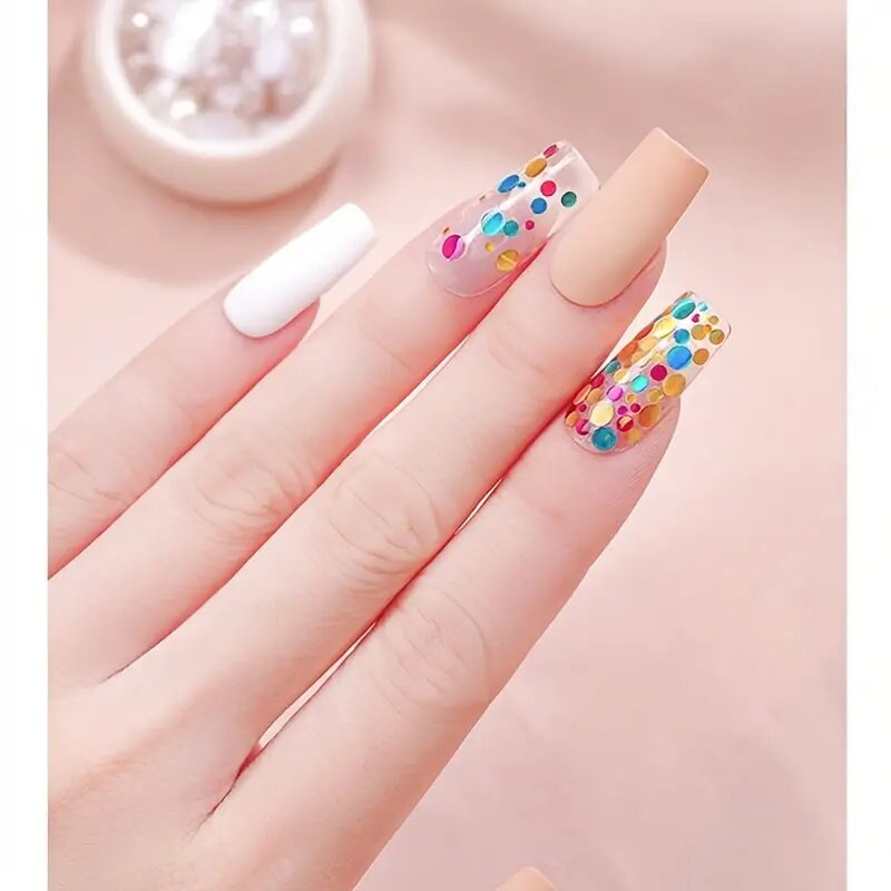 Korean Nail Glitter Flakes Round Nail Sequins For Nail Art Kit Nail's Glossy Decorations Tools Supplies Nail Salon Design Tools Kit