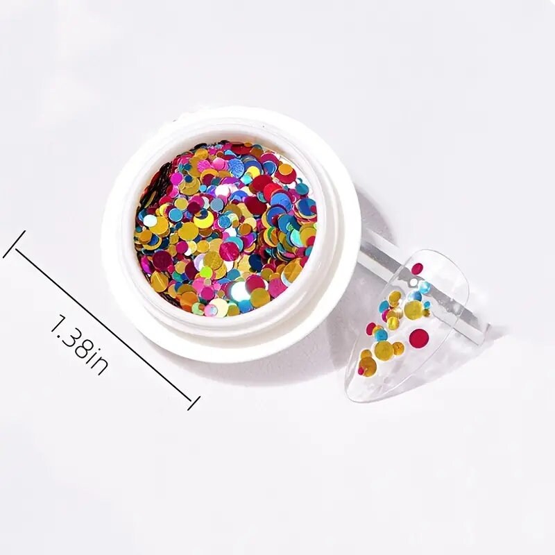 Korean Nail Glitter Flakes Round Nail Sequins For Nail Art Kit Nail's Glossy Decorations Tools Supplies Nail Salon Design Tools Kit