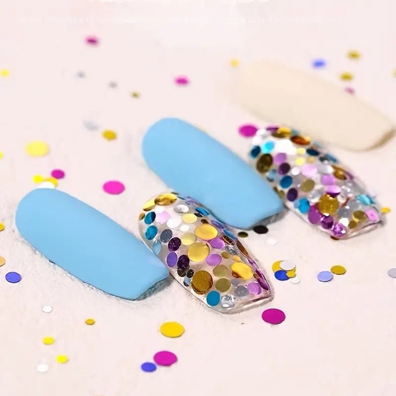 Korean Nail Glitter Flakes Round Nail Sequins For Nail Art Kit Nail's Glossy Decorations Tools Supplies Nail Salon Design Tools Kit