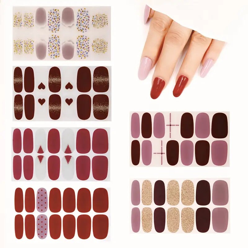 Nail Art Polish Stickers Strips Set With 1 Pcs Nail File | Self-Adhesive Nail Wraps Decals | Manicure Kit For Women Home DIY And Salon