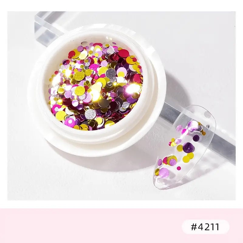 Korean Nail Glitter Flakes Round Nail Sequins For Nail Art Kit Nail's Glossy Decorations Tools Supplies Nail Salon Design Tools Kit