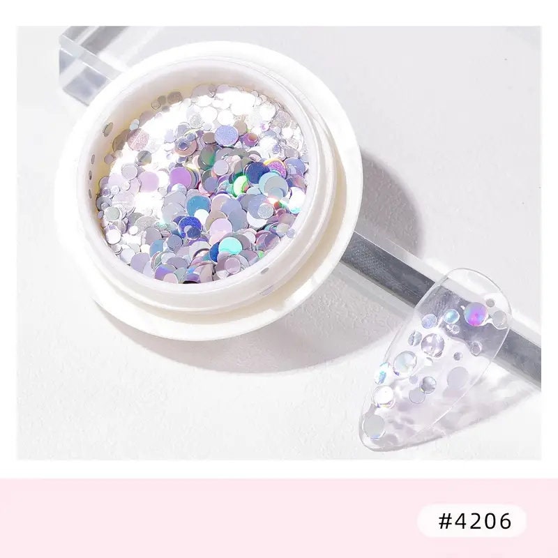 Korean Nail Glitter Flakes Round Nail Sequins For Nail Art Kit Nail's Glossy Decorations Tools Supplies Nail Salon Design Tools Kit