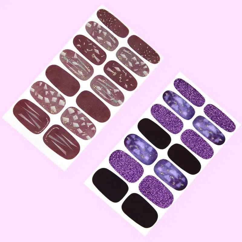 6 Sheets Full Wrap Nail Polish Stickers Self-Adhesive Nail Art Decal Strips Nail Manicure Decoration Kit