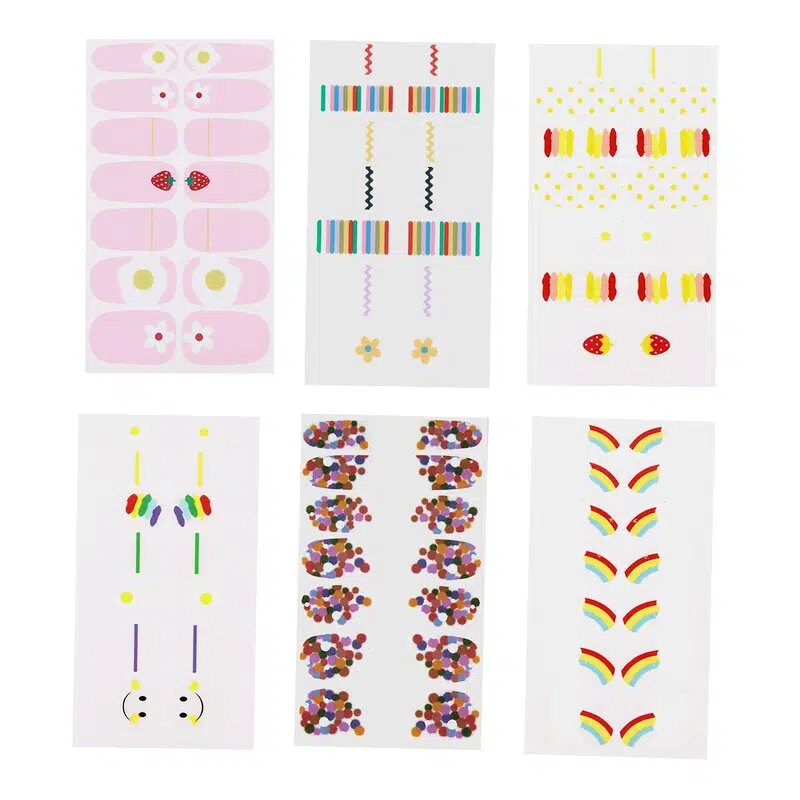 6 Sheets Full Wrap Nail Polish Stickers Self-Adhesive Nail Art Decal Strips Nail Manicure Decoration Kit
