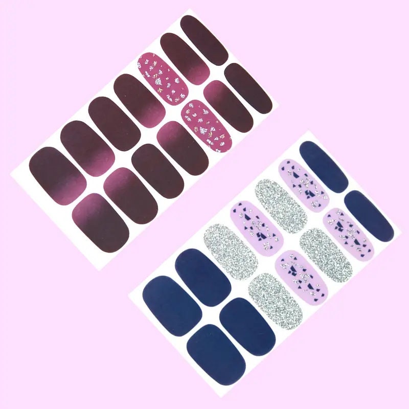 6 Sheets Full Wrap Nail Polish Stickers Self-Adhesive Nail Art Decal Strips Nail Manicure Decoration Kit