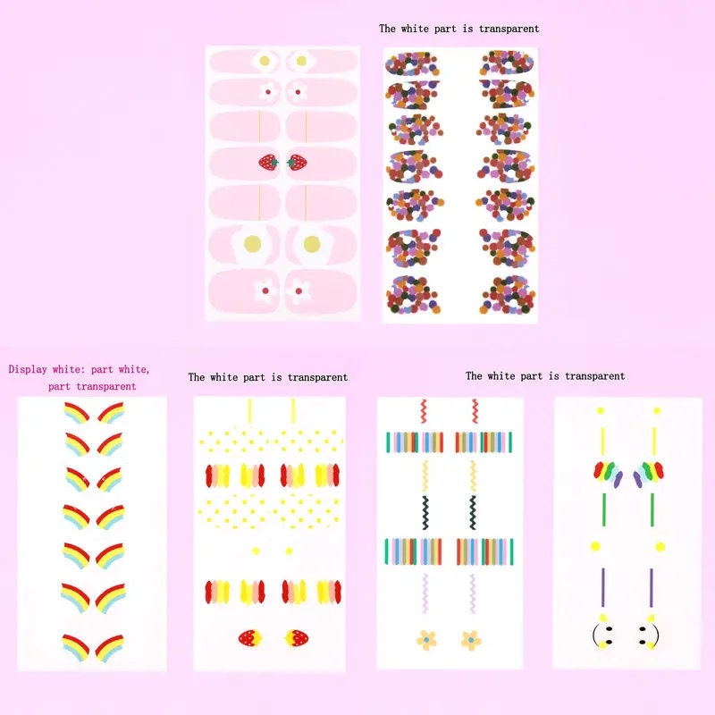 6 Sheets Full Wrap Nail Polish Stickers Self-Adhesive Nail Art Decal Strips Nail Manicure Decoration Kit