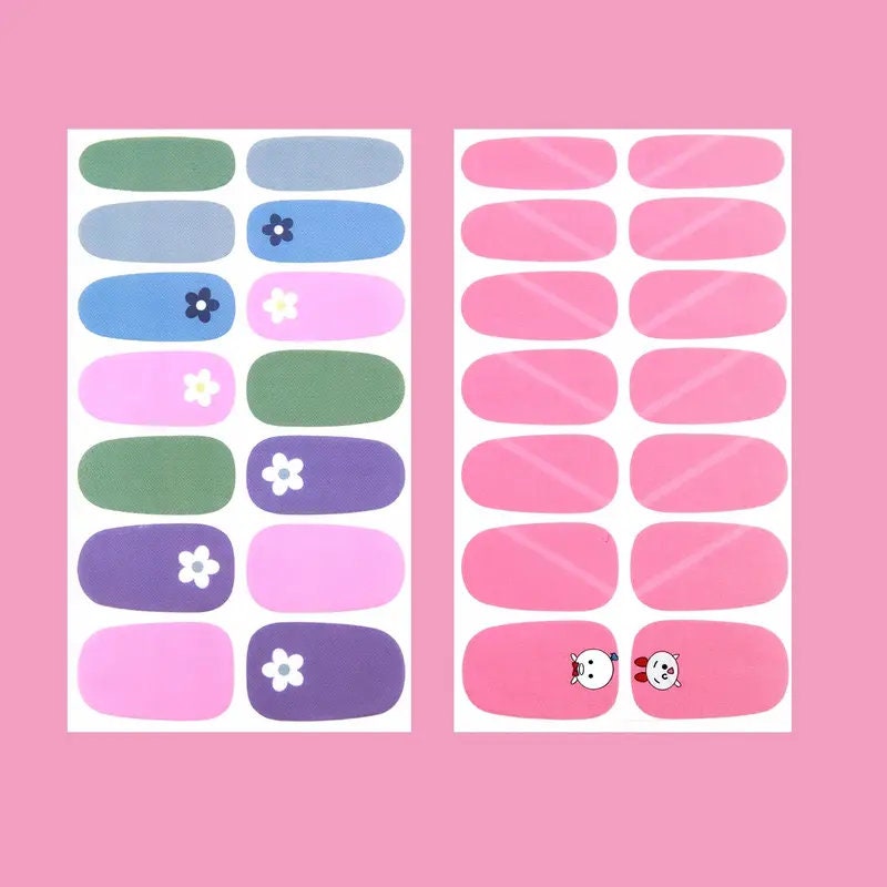 6 Sheets Full Wrap Nail Polish Stickers Self-Adhesive Nail Art Decal Strips Nail Manicure Decoration Kit