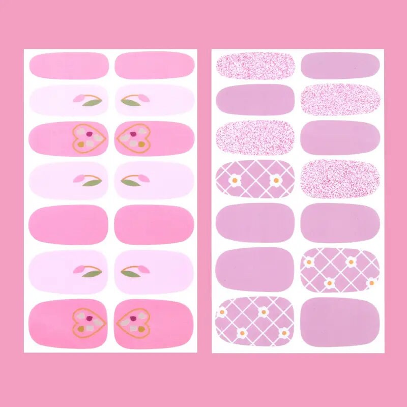 6 Sheets Full Wrap Nail Polish Stickers Self-Adhesive Nail Art Decal Strips Nail Manicure Decoration Kit
