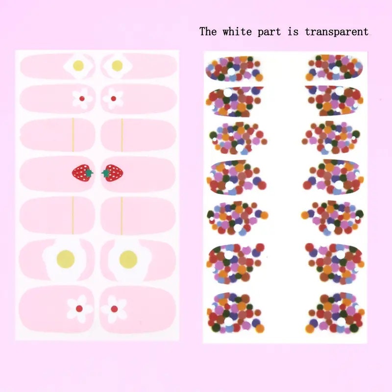 6 Sheets Full Wrap Nail Polish Stickers Self-Adhesive Nail Art Decal Strips Nail Manicure Decoration Kit