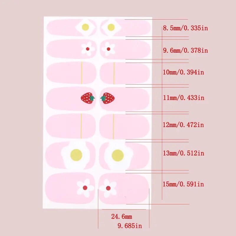 6 Sheets Full Wrap Nail Polish Stickers Self-Adhesive Nail Art Decal Strips Nail Manicure Decoration Kit