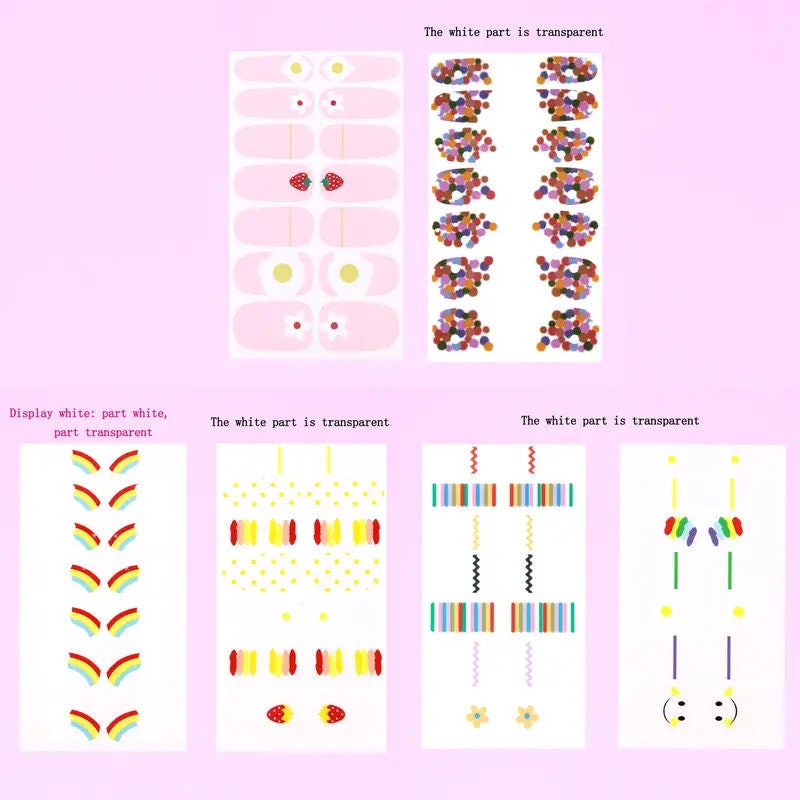 6 Sheets Full Wrap Nail Polish Stickers Self-Adhesive Nail Art Decal Strips Nail Manicure Decoration Kit