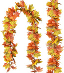 DearHouse 2 Pack Fall Garland Maple Leaf | 5.9Ft/Piece 7 Colors Hanging Vine Garland Artificial Autumn Foliage Garland Thanksgiving Decor
