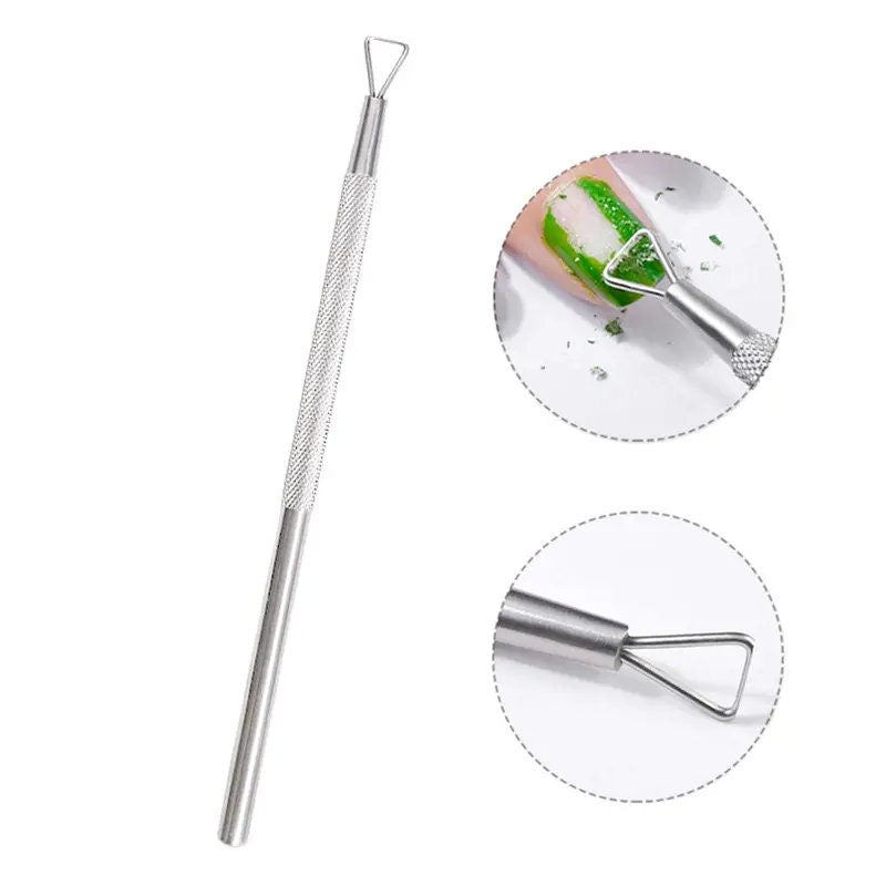1 Pc Stainless Steel Cuticle Pusher Triangle Cuticle Peeler Scraper Remove Gel Nail Polish Nail Art Remover Tool