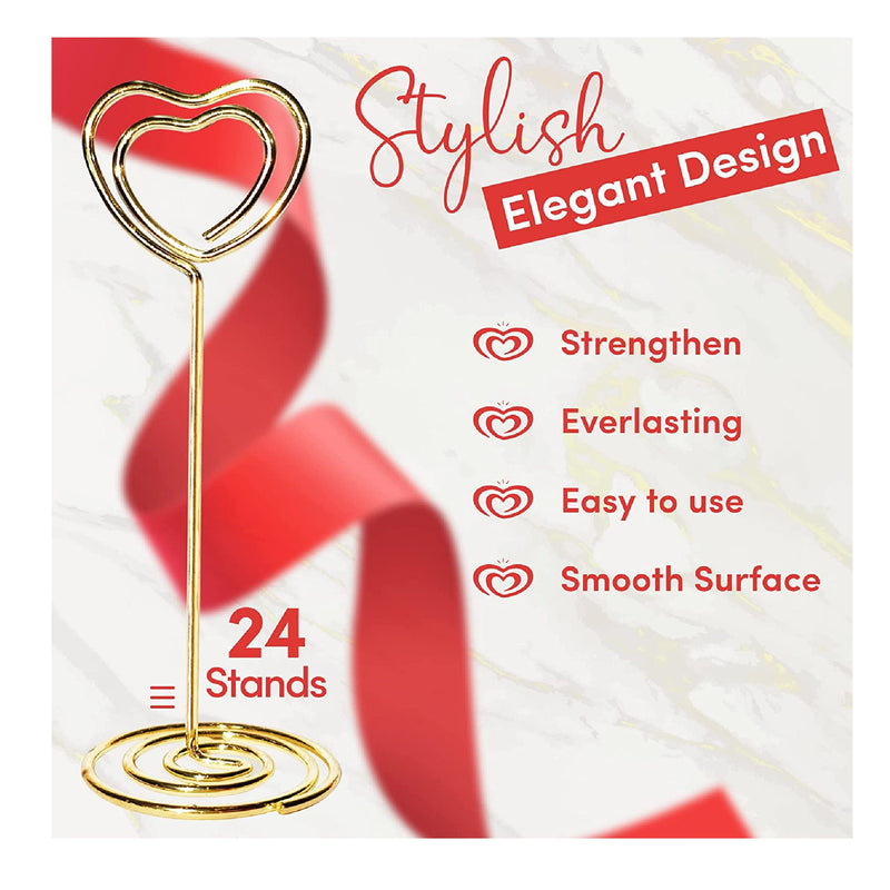 CARDIFY 24 3.5 Inch Table Number Holders With 24 Gold Foil Border Place Cards | Table Numbers For Wedding Reception