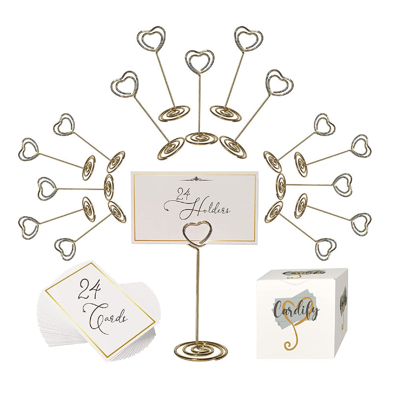 CARDIFY 24 3.5 Inch Table Number Holders With 24 Gold Foil Border Place Cards | Table Numbers For Wedding Reception