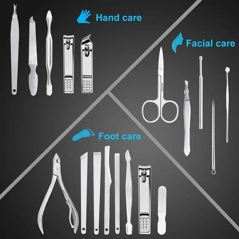 Manicure Set Nail Clippers Pedicure Kit | 18 Pieces Stainless Steel Manicure Kit Professional Grooming Kits | Nail Care Tools With Luxurious