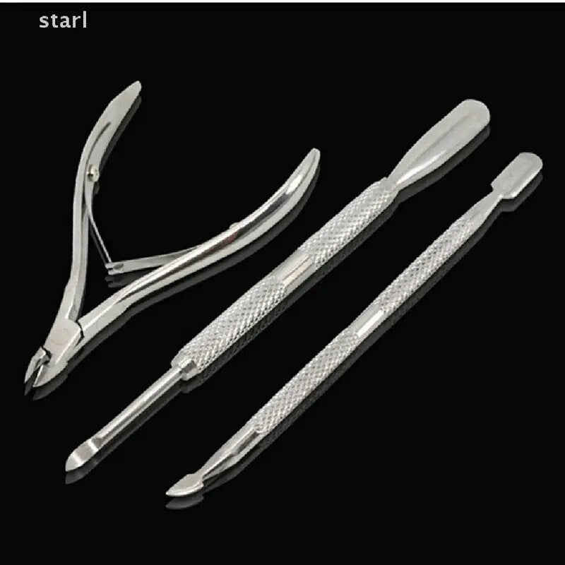 3pcs Nail Art Tool, Cuticle Nipper Nail Pusher | To Remove Dead Skin | For Nail Care | Manicure Stainless Steel Set For Men Seniors