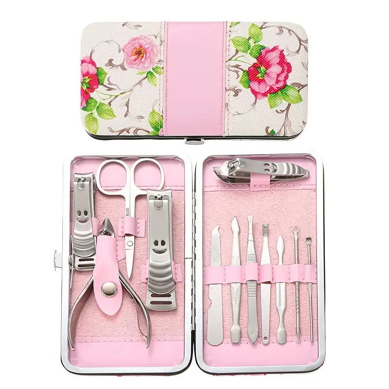 12 Pcs Stainless Steel Nail Clippers Set Travel Mini Manicure Set Professional Pedicure Set Personal Care Tools Grooming Kit