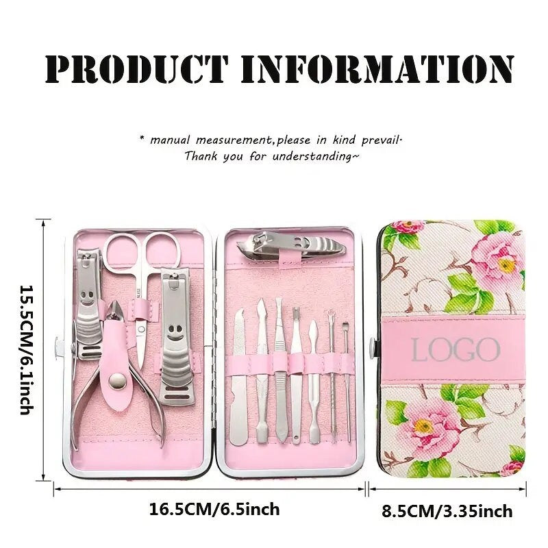 12 Pcs Stainless Steel Nail Clippers Set Travel Mini Manicure Set Professional Pedicure Set Personal Care Tools Grooming Kit