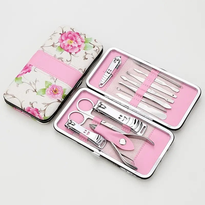 12 Pcs Stainless Steel Nail Clippers Set Travel Mini Manicure Set Professional Pedicure Set Personal Care Tools Grooming Kit