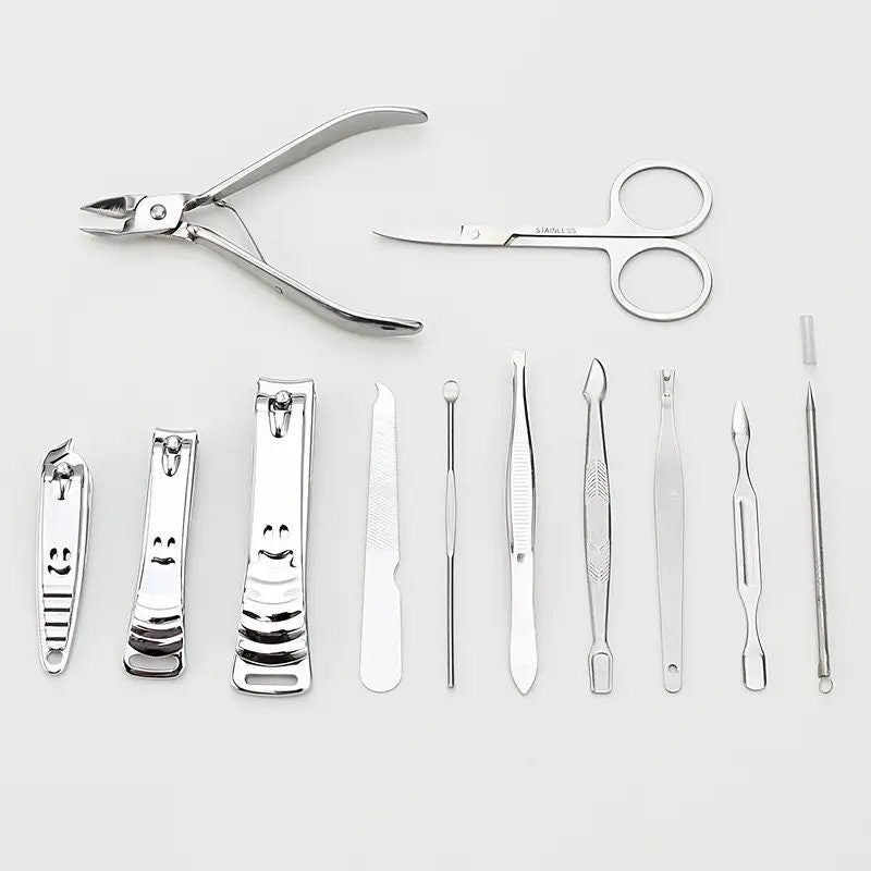 12 Pcs Stainless Steel Nail Clippers Set Travel Mini Manicure Set Professional Pedicure Set Personal Care Tools Grooming Kit