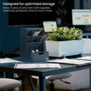 Desktop Pen and Marker Organizer | 6-Compartment Blue Pen Holder for Desk with Stationery Drawer | 5.43in x 7.09in x 9.33in