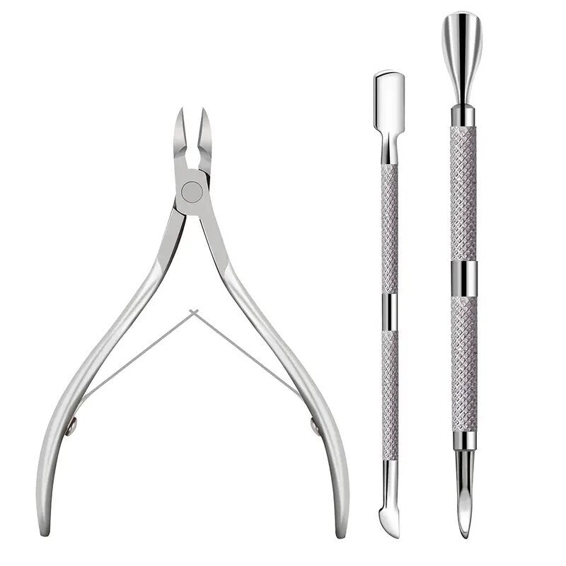 Nail Cuticle Nipper Double Spring Dead Skin Pusher For Nail Art Manicure Pedicure Tools Kit