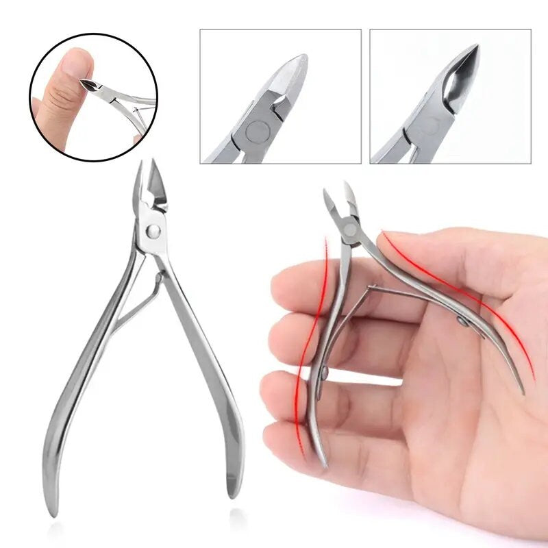 Nail Cuticle Nipper Double Spring Dead Skin Pusher For Nail Art Manicure Pedicure Tools Kit