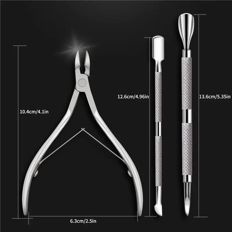 Nail Cuticle Nipper Double Spring Dead Skin Pusher For Nail Art Manicure Pedicure Tools Kit