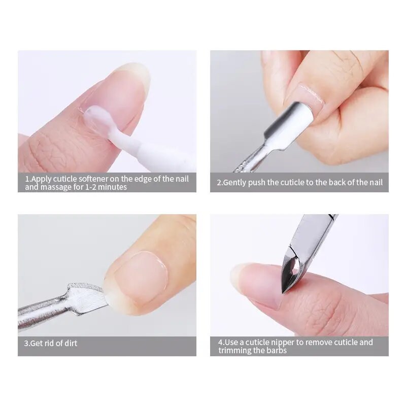 Nail Cuticle Nipper Double Spring Dead Skin Pusher For Nail Art Manicure Pedicure Tools Kit