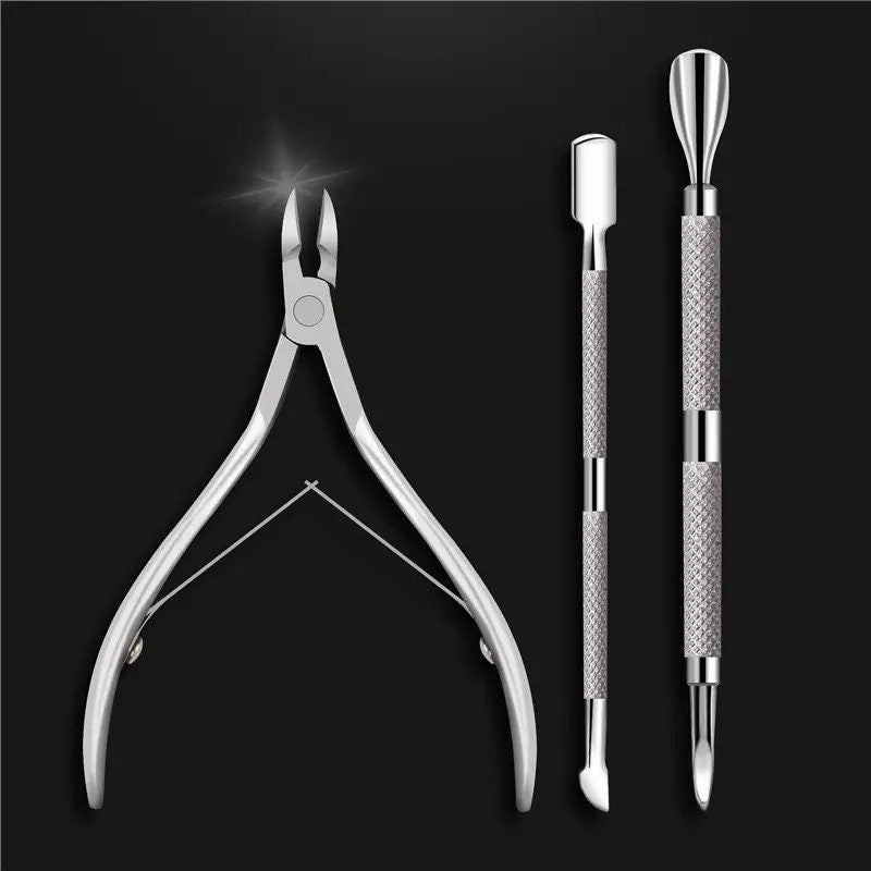 Nail Cuticle Nipper Double Spring Dead Skin Pusher For Nail Art Manicure Pedicure Tools Kit