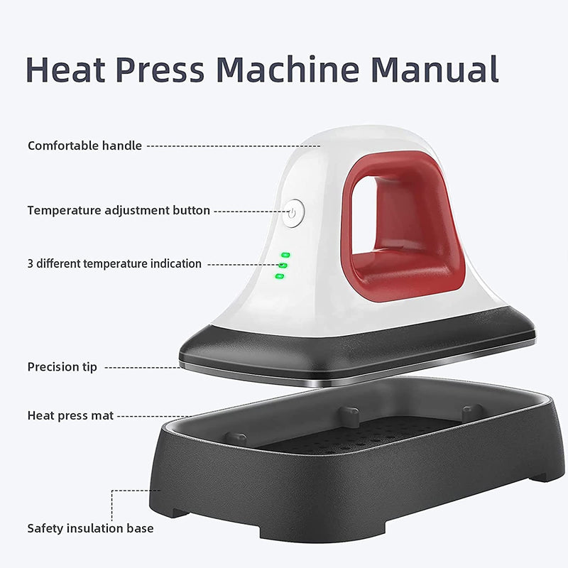 Heat Press - 7" x 3.8" Heat Press Machines for T Shirts Shoes Bags Hats and HTV Vinyl Projects & Portable Easy Iron Press Machine