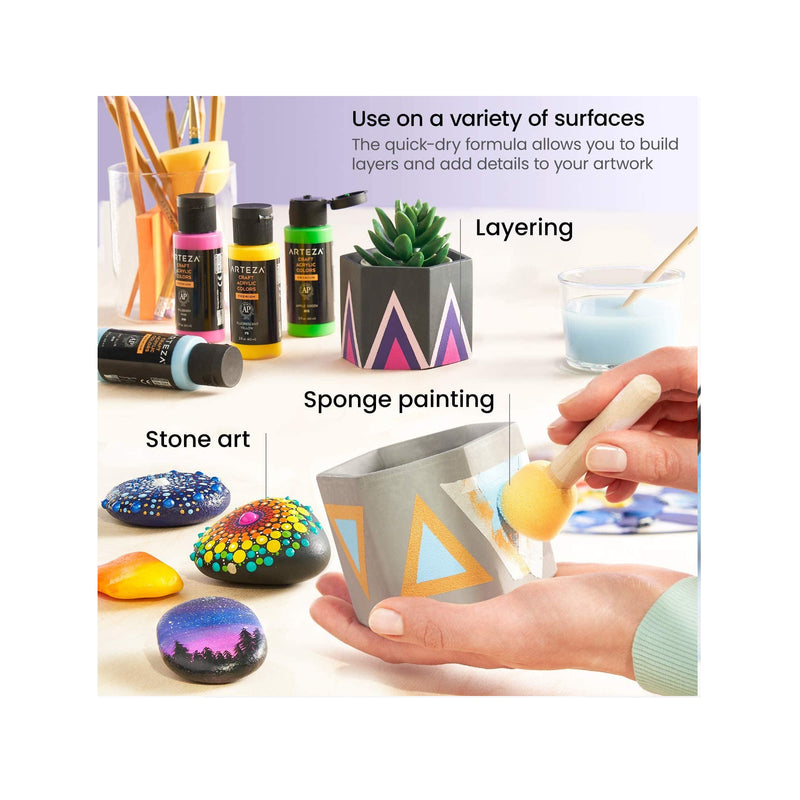 Craft Acrylic Paint | Set of 20 Colors | 2 oz Bottles