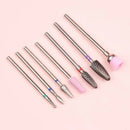 7 Pcs Professional Electric Nail Drill Bits Tungsten Steel Bit Nail Gel Polish Remover Milling Cutters Burr Brush Cuticle Cleaner Manicure