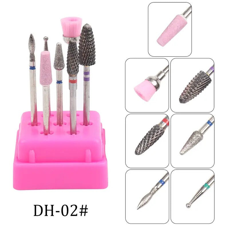 7 Pcs Professional Electric Nail Drill Bits Tungsten Steel Bit Nail Gel Polish Remover Milling Cutters Burr Brush Cuticle Cleaner Manicure
