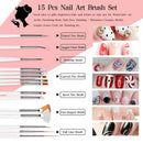 Nail Art Kit Nail Design Tools With 15 Pcs Nial Art Brush 5pcs Nail Dotting Tools 30 Pcs Nail Art Striping Tapes 3pcs3D Nail Art Rhinestones
