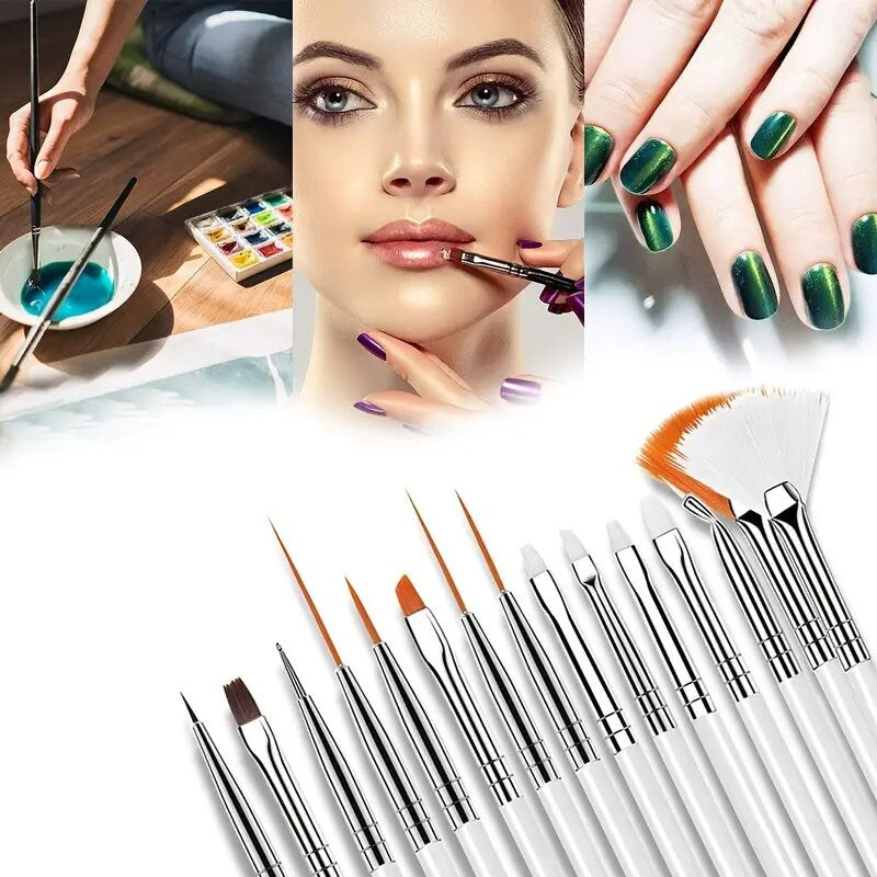 Nail Art Kit Nail Design Tools With 15 Pcs Nial Art Brush 5pcs Nail Dotting Tools 30 Pcs Nail Art Striping Tapes 3pcs3D Nail Art Rhinestones